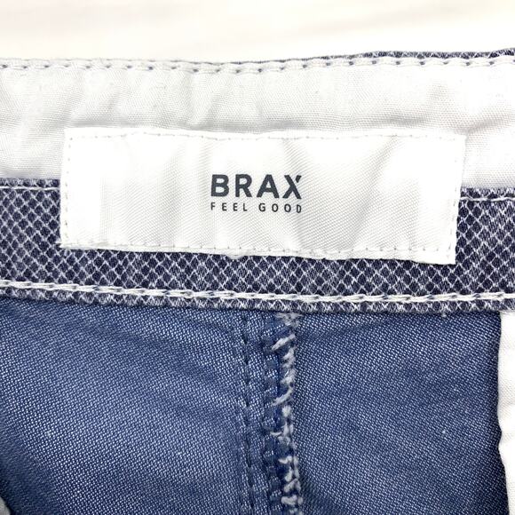 Brax Belleville Chino Short Mens Size 32 Cotton Blue Micro Diamond Print Stretch - Picture 5 of 7